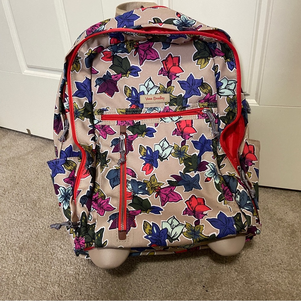 Vera bradley rolling backpack in Falling Flowers Neutral